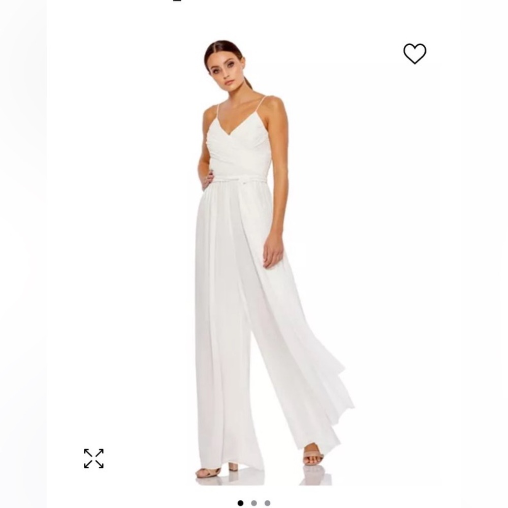 Mac duggal white sleeveless jumpsuit